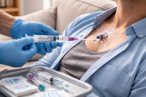 Ηπαρινισμός κεντρικής φλεβικής γραμμής ή Port κατ' οίκον